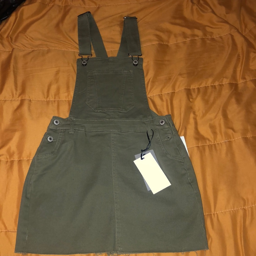 Army green skirt overalls